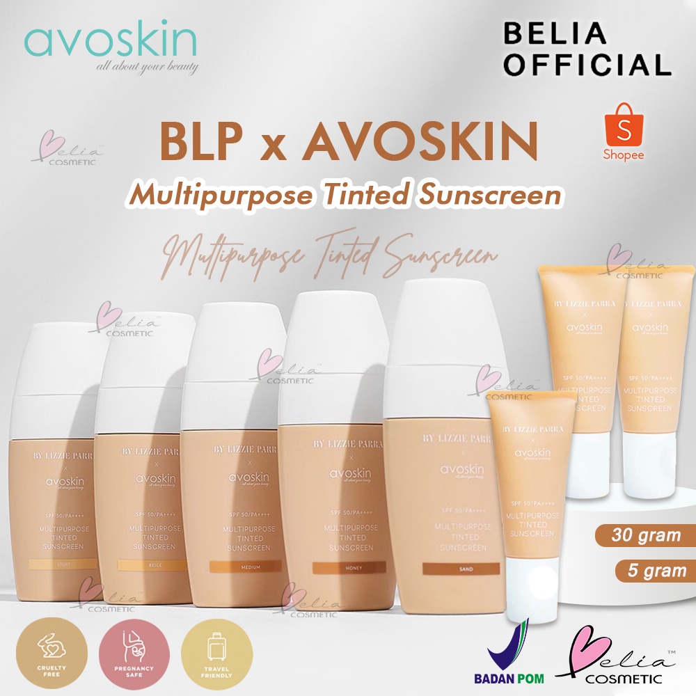 ❤ BELIA ❤ BLP x AVOSKIN Multipurpose Tinted Sunscreen SPF 50/PA++++ | Tabir Surya 30g Sun | 5g | BPOM | HALAL