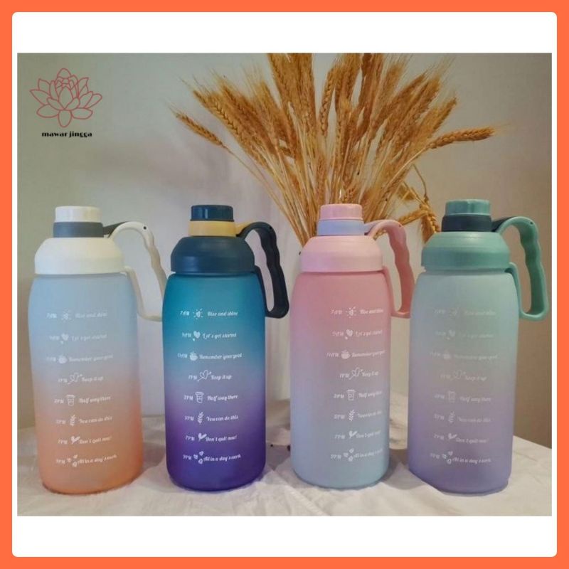 Botol minum gradasi pelangi 1,8 liter | botol viral 1.8 L  | botol motivasi gradien rainbow