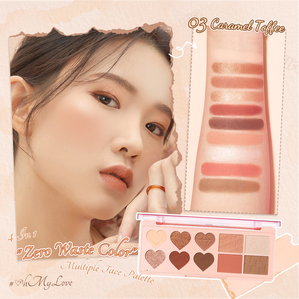 PINKFLASH OhMyLove 4 in 1 Multiple Face Palette Eyeshadow & Blush & Highlighter & Contour-03 Caramel Toffee