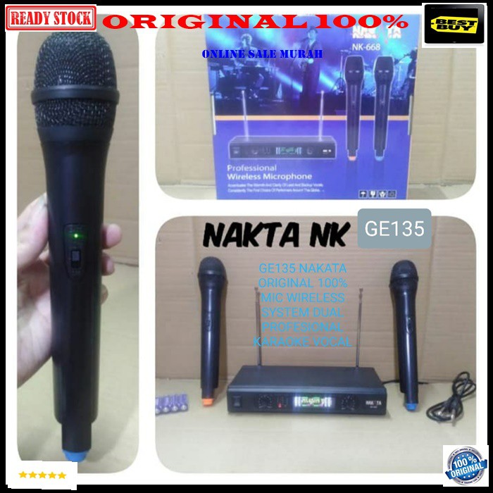 G135 Nakata original 100% mic karaoke sepasang mikrophone Wireless double microphone wireles dual mik pro suara audio sound sistem vokal vocal professional panggung dj studio dobel asli 2 channel  GARANSI UANG KEMBALI 100% JIKA TERBUKTI TIDAK ORIGINAL  ja