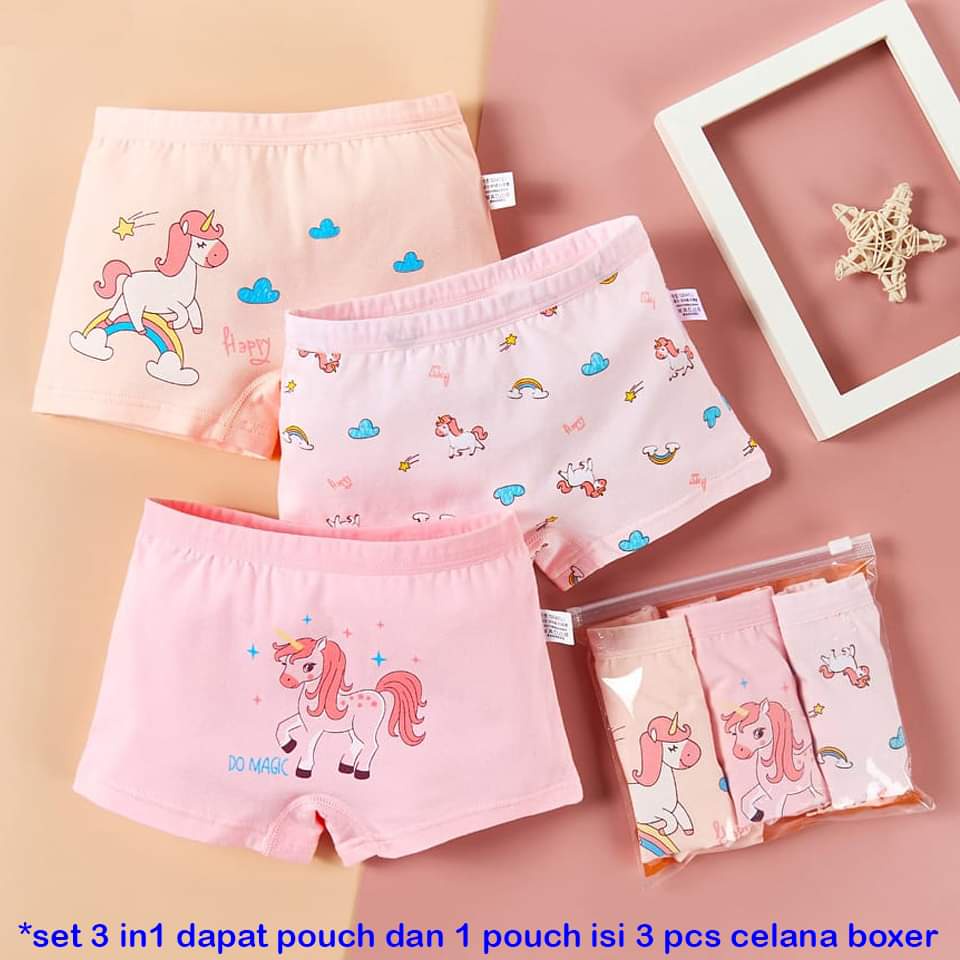 Celana Boxer Anak Perempuan Dengan Pouch