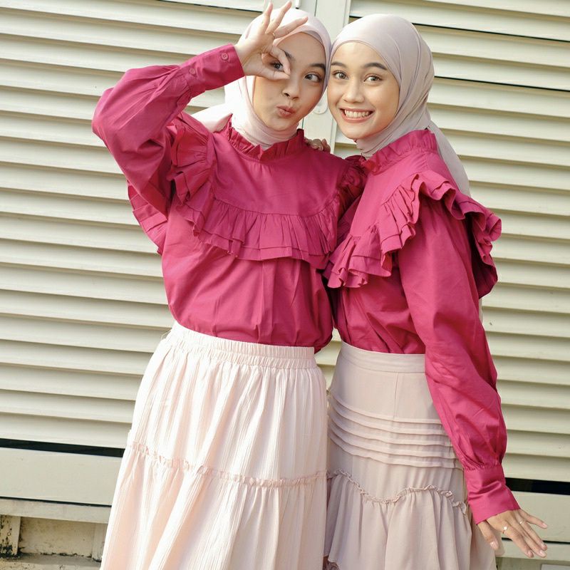 Rosie Blouse Kemeja Outfit Hijab Wanita Blus Renda