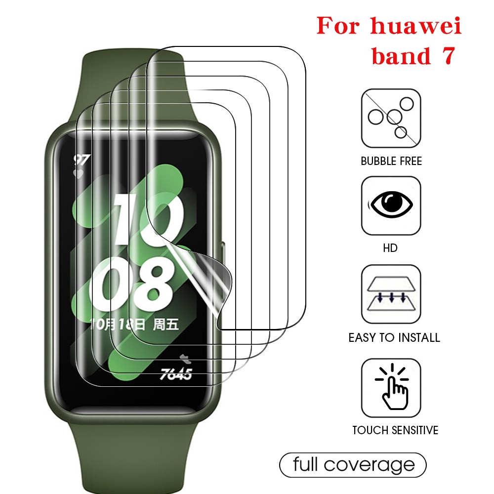 1 Pc Pelindung Layar Bahan TPU Anti Gores Flexible Untuk Huawei Band 7 / HD Clear 3D Curved Edge