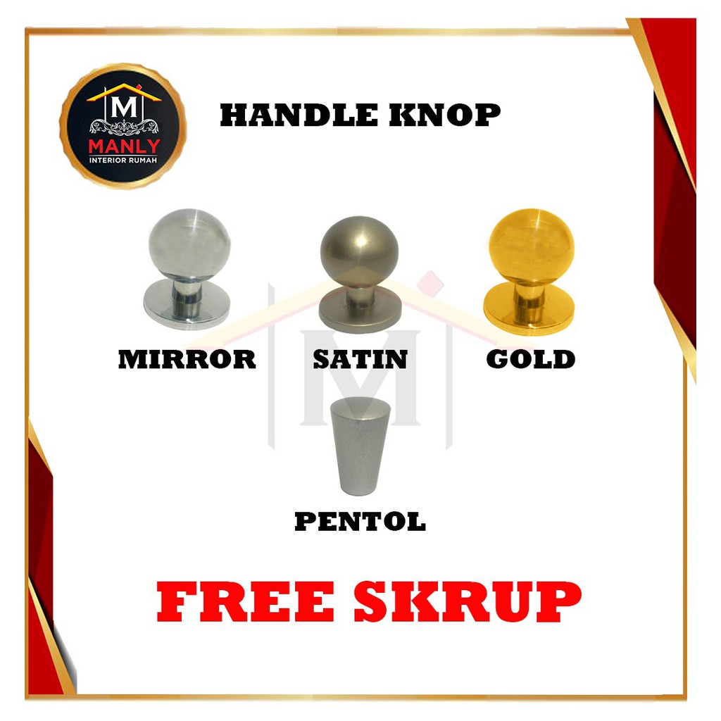 Tarikan Handle Knob Pentol Bulat Laci / Handel Lemari knob Stainless / Knop Baut Mur