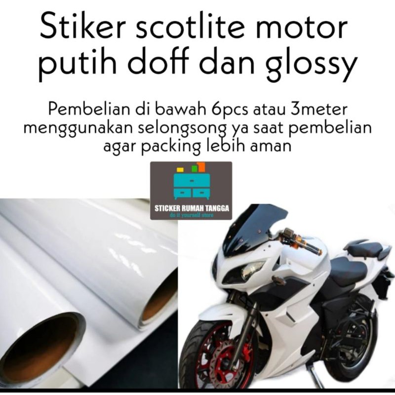 sticker scotlite motor putih doff dan glossy waterproof