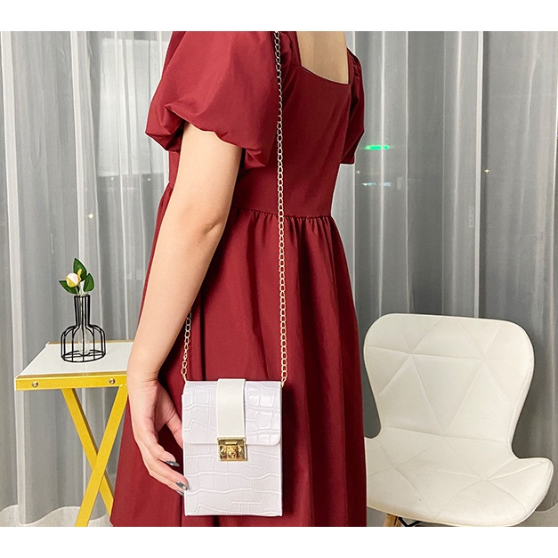 Stylish buaya-cetak tas selempang hp kecil wanita/IMPORT