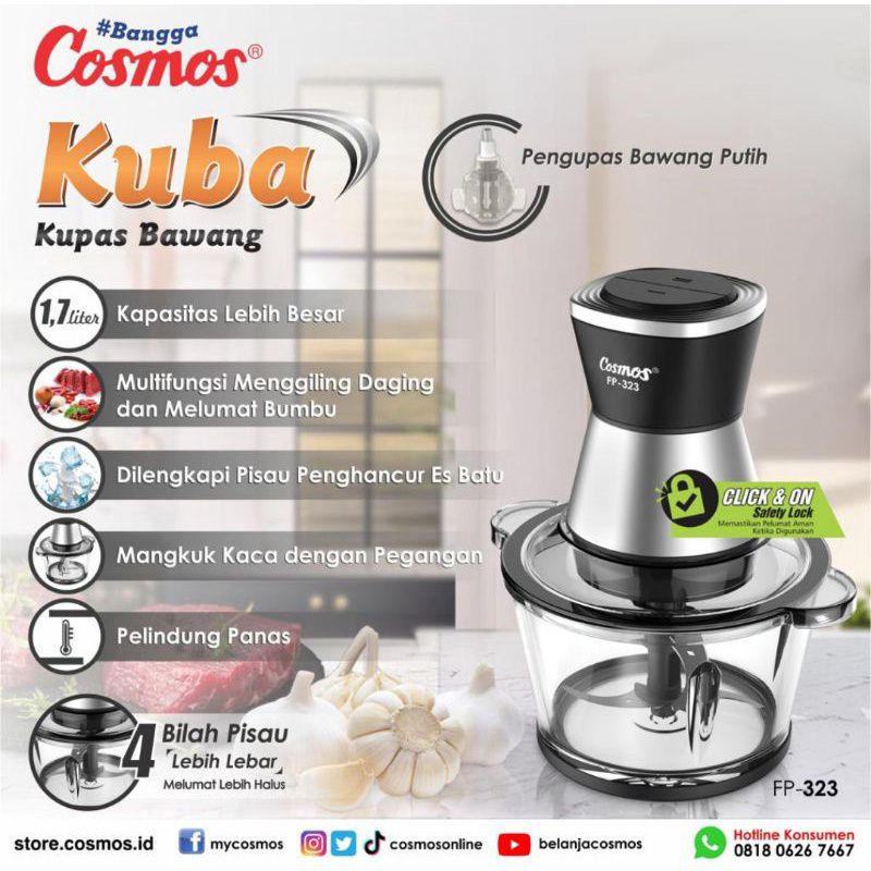 BLENDER CHOPPER DAGING PENGGILING MAKANAN BUMBU FOOD PROCESOR KACA FP 313 / FP 32 COSMOS MURAH