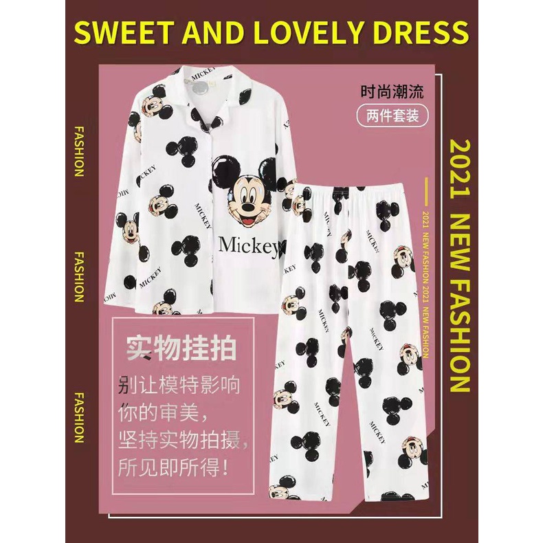 PIYAMA KRAH PP Wanita Piyama Motif Unik  PQ68-PQ68 PUTIH MICKEY MK