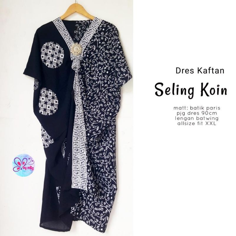 Seling Koin Kaftan Dress Kaftan Batik Kekinian Kaftan Paris Sragenan Lembut/Baju Batik Kerja Solo