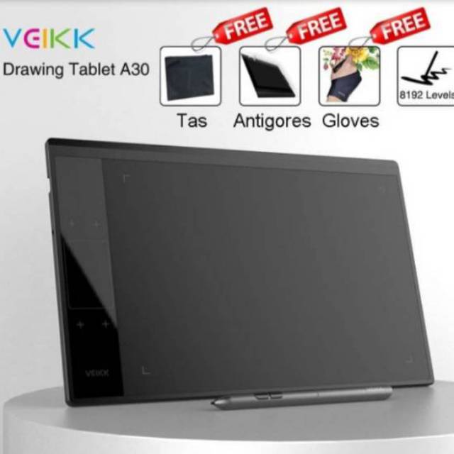 YUKI Z1060 - Veikk  A30 Pen Tablet Drawing 10x6 Inch Press Level  8192 Bonus Softcase antigores