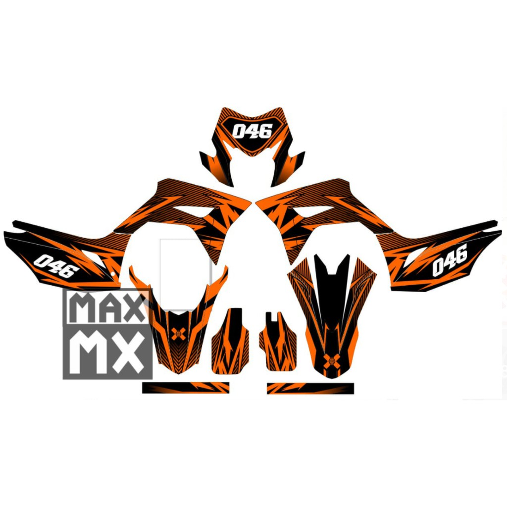 Decal Stiker CRF 150 L Dekal Variasi Sticker Striping Custom Full Body orange 054