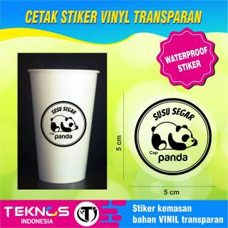  STIKER  GELAS CUP 5 X 5 cm VINYL TRANSPARAN MINUMAN CAPCIN 