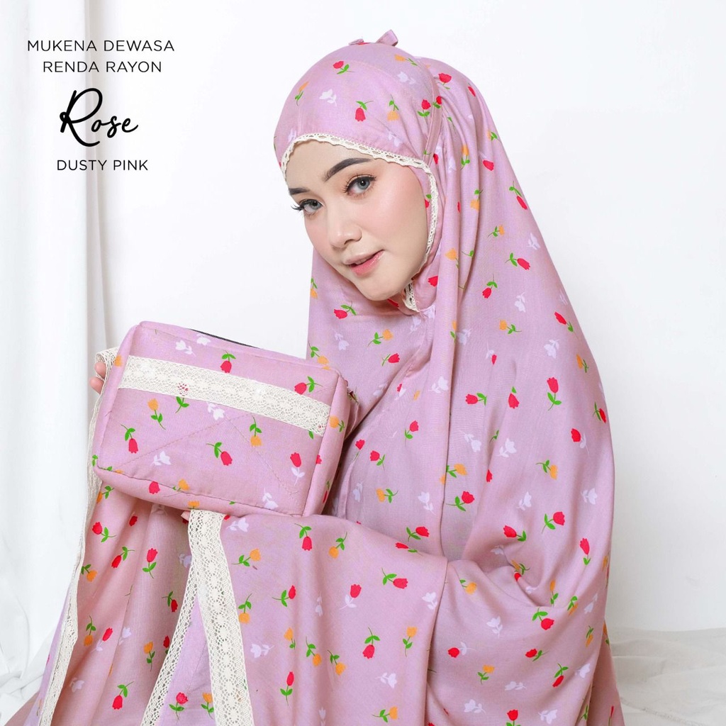 PUSAT MUKENA TASIK - MUKENA DEWASA RAYON RENDA MOTIF ROSE