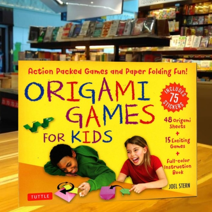 

Buku Origami Games for Kids Kit: 48 Sheets of Folding Paper + Stickers