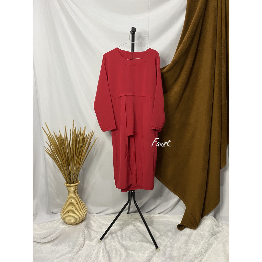 Blouse wanita muslim lengan panjang warna merah preloved