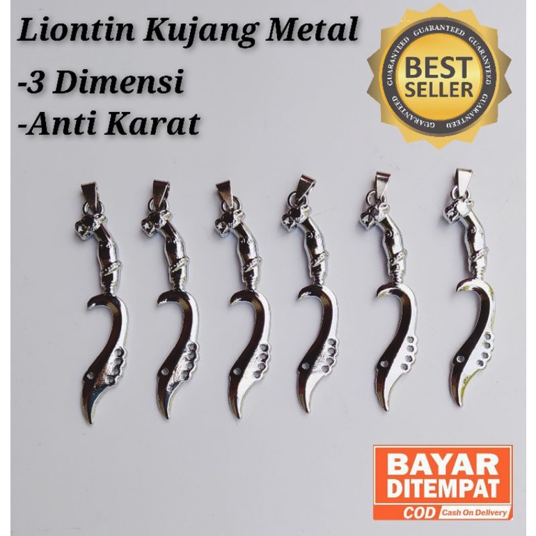 Liontin Kalung Bandul Kalung Kujang Silver 3D Metal Anti Karat