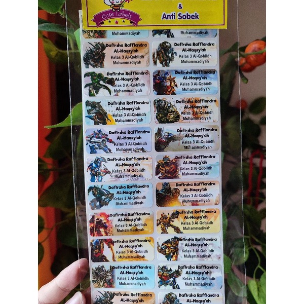 

Label /sticker nama tahan air motif new transformer