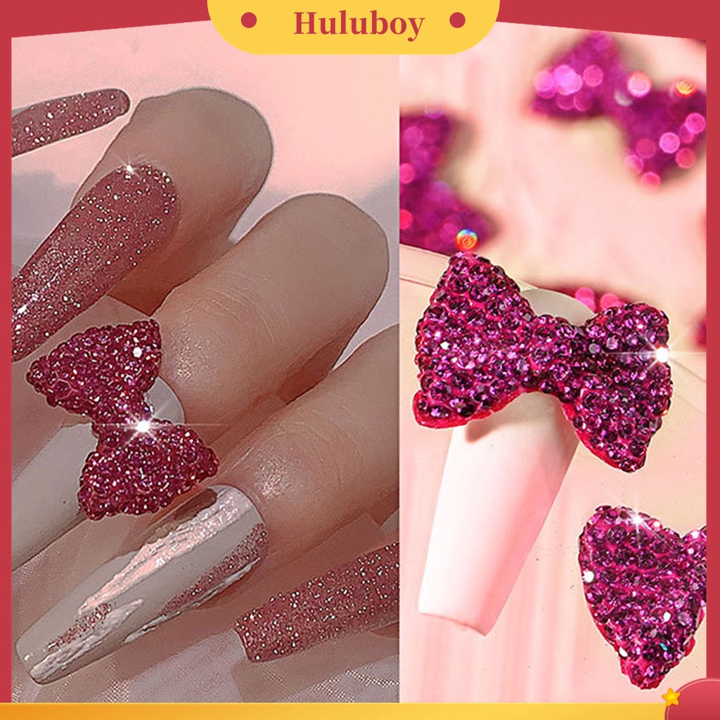 Huluboy Huluboy♡ Ornamen Pita 3D Glitter Berlian Imitasi Warna-Warni Untuk Dekorasi Manicure Wanita