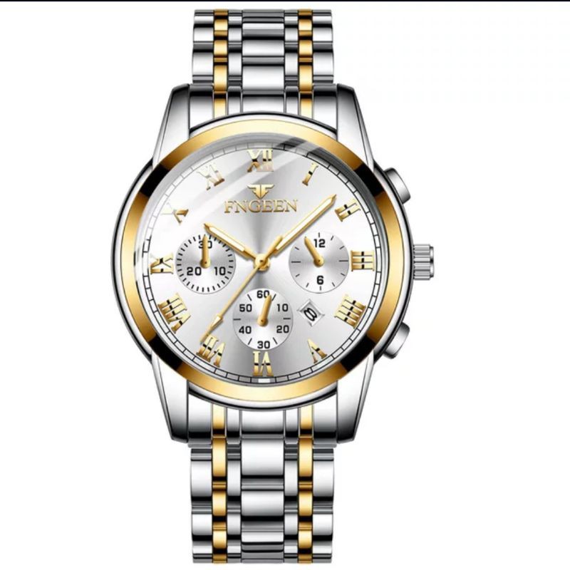 JAM TANGAN PRIA ORIGINAL FNGEEN SILVER GOLD CROWN GOLD SILVER GLOW IN THE DARK