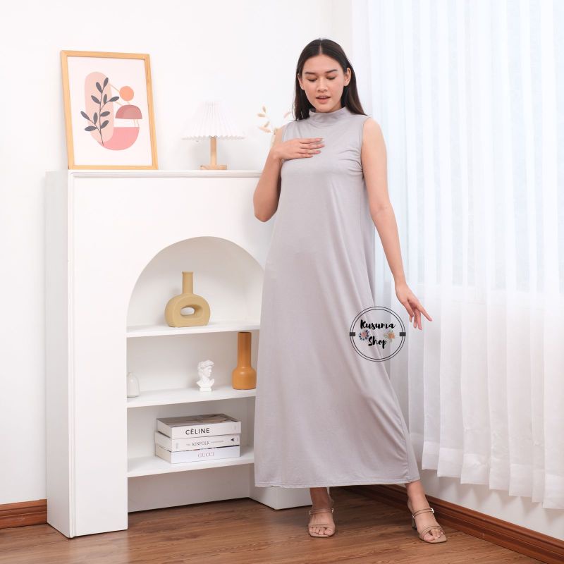 Gamis buntung krah tinggi bahan rayon super adem