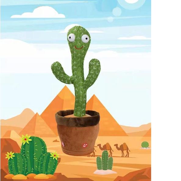 ♘ Mainan Anak Dancing Cactus USB BOX Kaktus Joged Musik Bicara Menari ☚