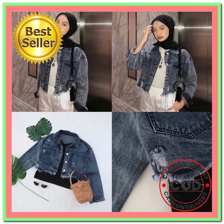 Fish Denim Jaket Jeans Kekinian Jacket Hoodie Outer Levis Hodie Cewek Outwear Wanita Outerwear Jins 