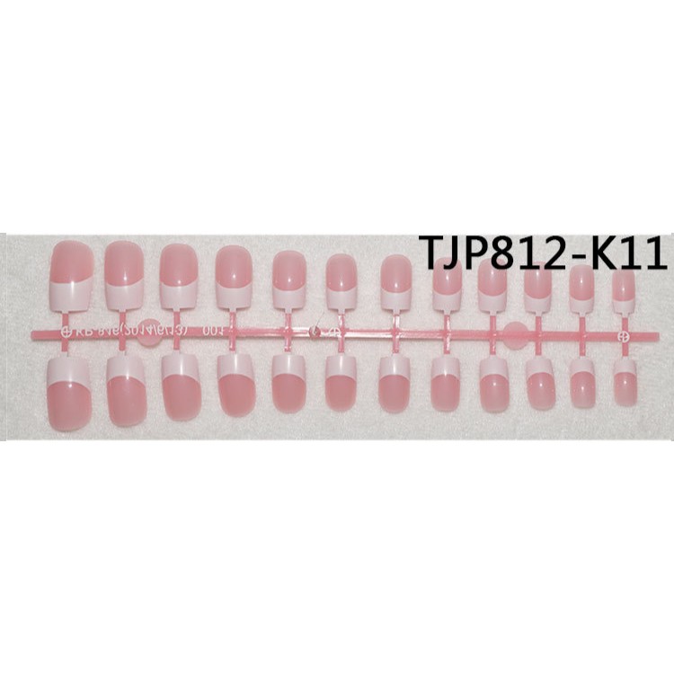 KUKU PALSU FAKE NAILS MODEL FRENCH SQUARE LONG PINK MODEL JP812 K11