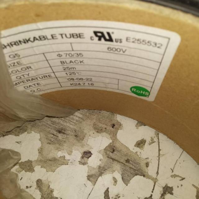 D-70mm, Heat shrink /Selongsong bakar /Solasi bakar , Warna Hitam ,Diameter 70mm