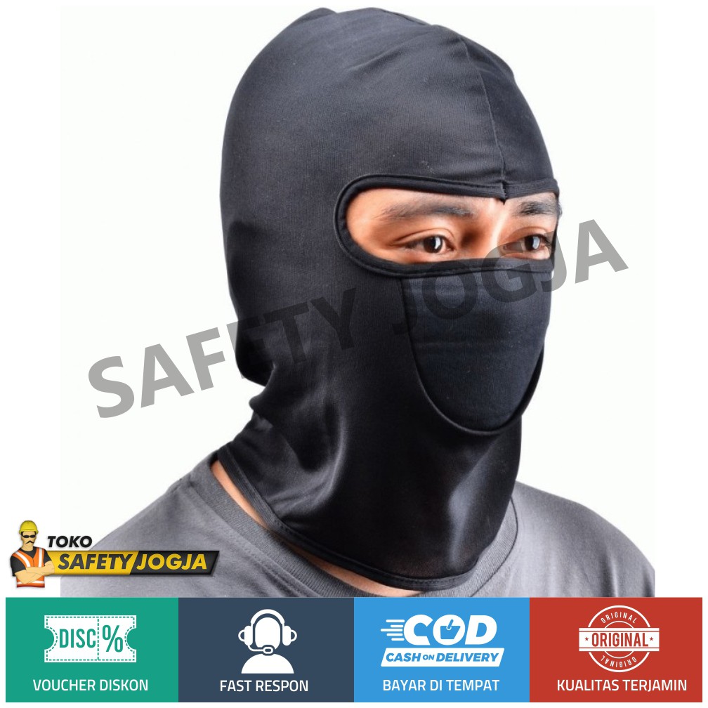 MASKER BALACLAVA BALAKLAVA SARUNG NINJA MOTOR KAIN HITAM KEPALA