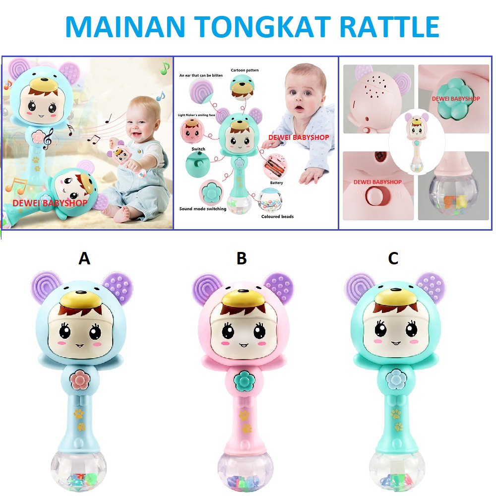 Mainan Gigitan Edukasi Musik Anak Bayi ( Baby Electric Rattle Teether Music Stick Toy )