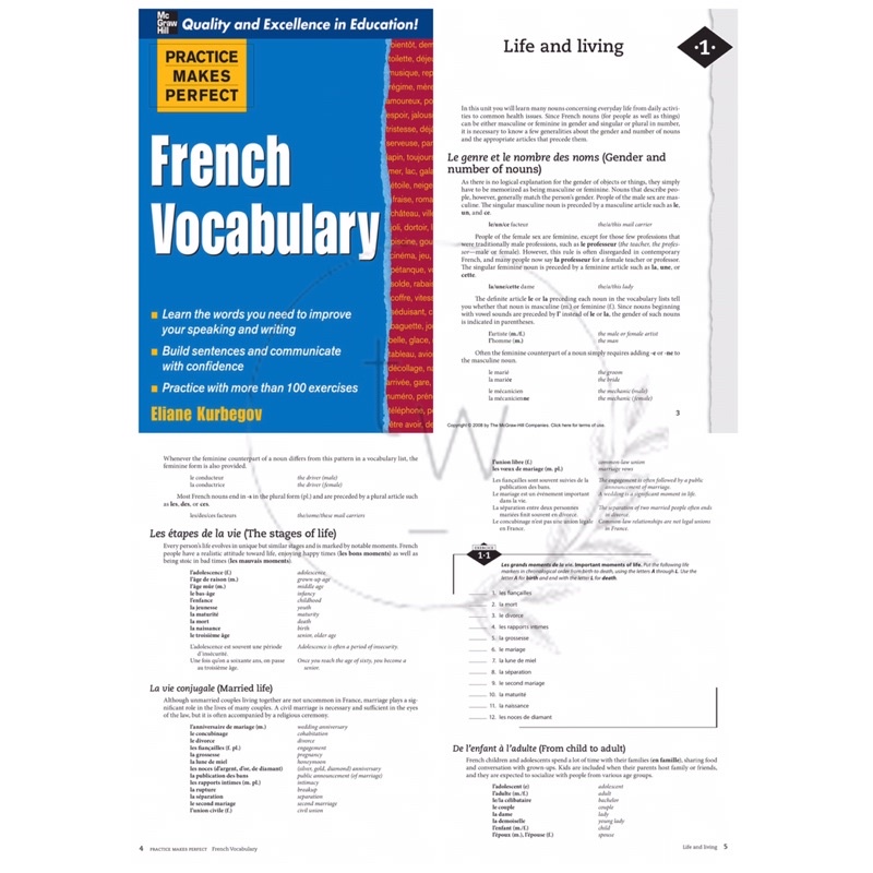 Complete French All in One / Basic French / Verb Tenses / Grammar / Vocabulary / Conversation / Sentence Builder - Practice Makes Perfect | Buku Bahasa Prancis Percakapan-5