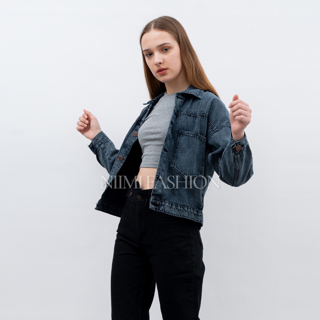 NIMI - Nacy Jacket Mom Jeans Wanita Jacket Crop Denim