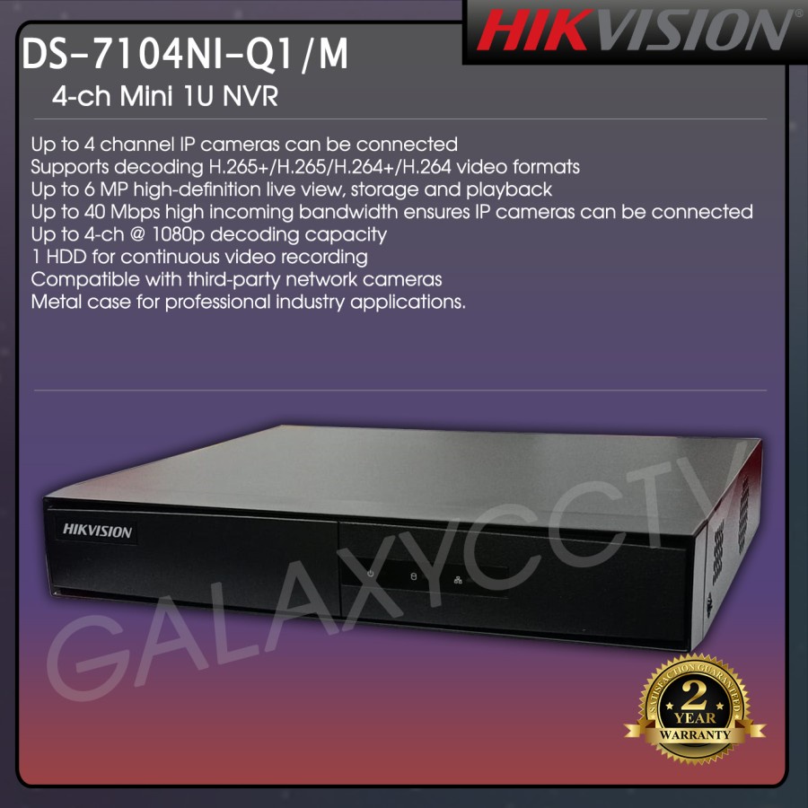 NVR HIKVISION 4 CHANNEL 7104NI Q1/M