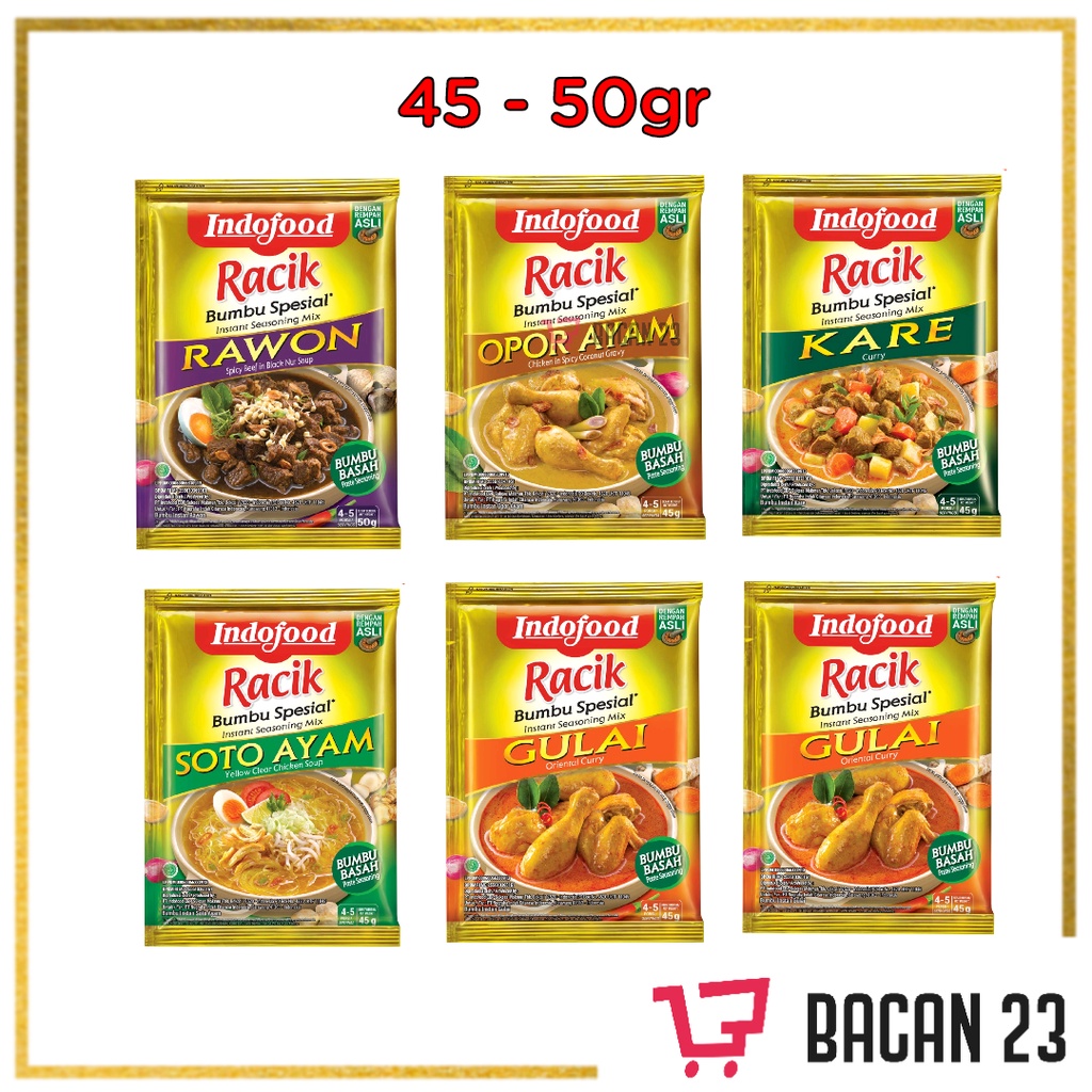 Indofood Bumbu Instan ( 45g - 50g ) ( Kare - Opor Ayam - Rendang - Gulai - Rawon ) / Bacan23