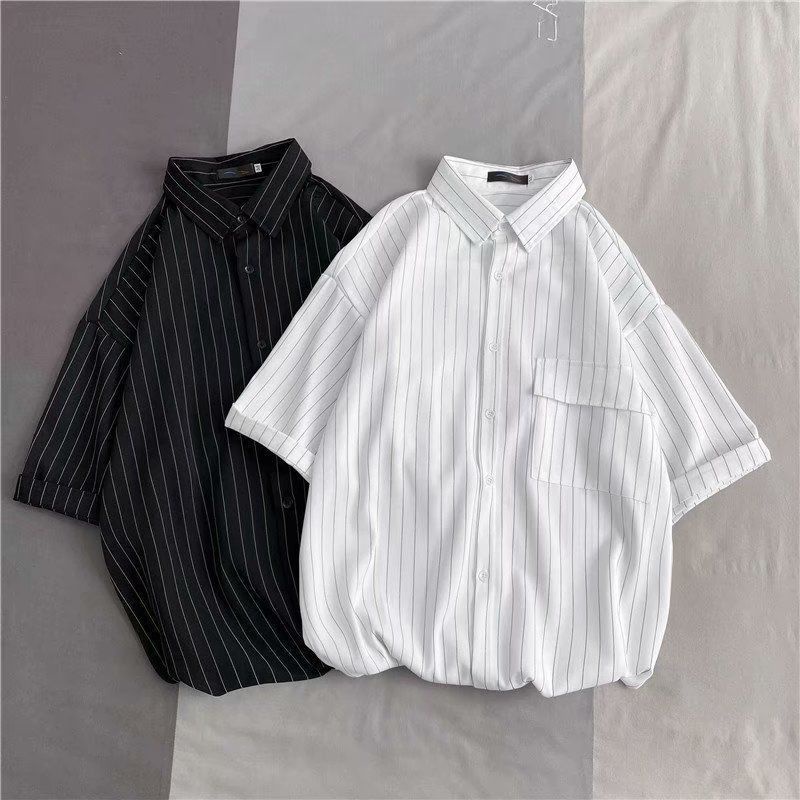 Amspro Kemeja Oversize KSL Kemeja pria kemeja salur oversize atasan pria