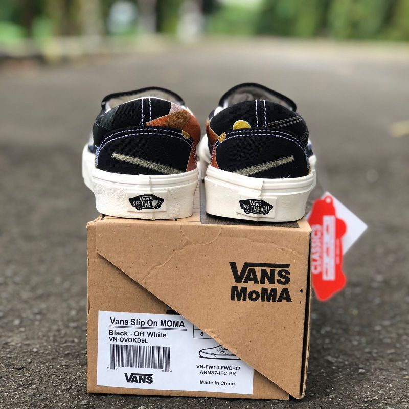 Sepatu Vans Slip On X Moma Black Premium Terlaris / Vans Moma Hitam Termurah / Vans slip On Moma Waffle DT Import BNIB