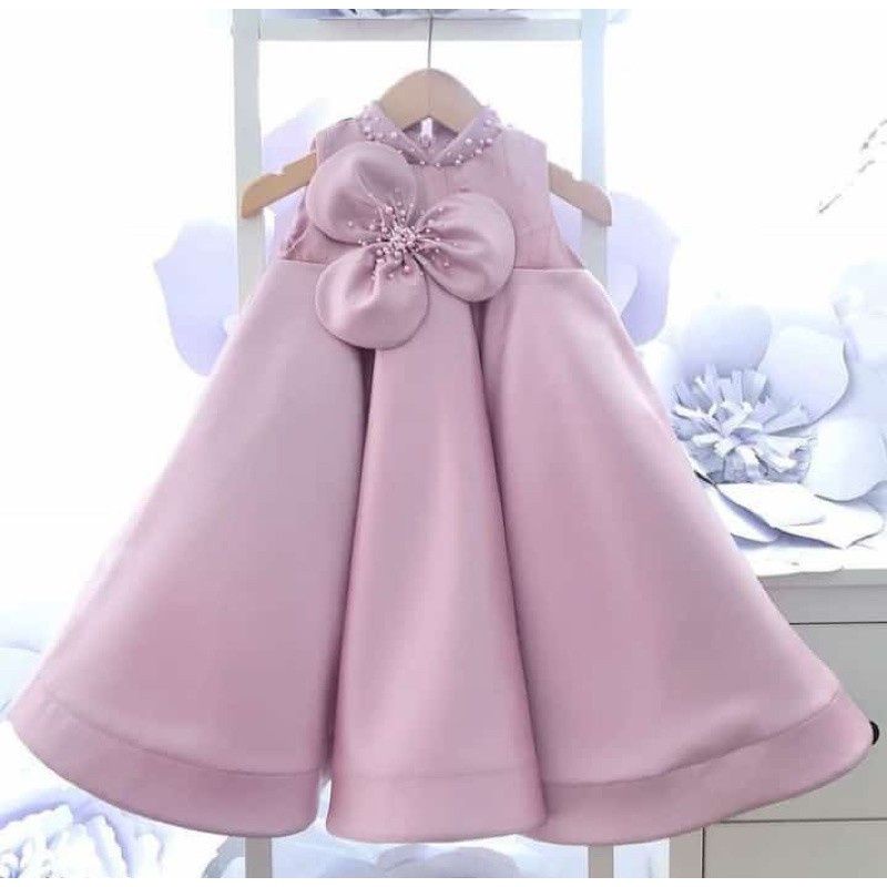 gaun pesta anak dusty pink