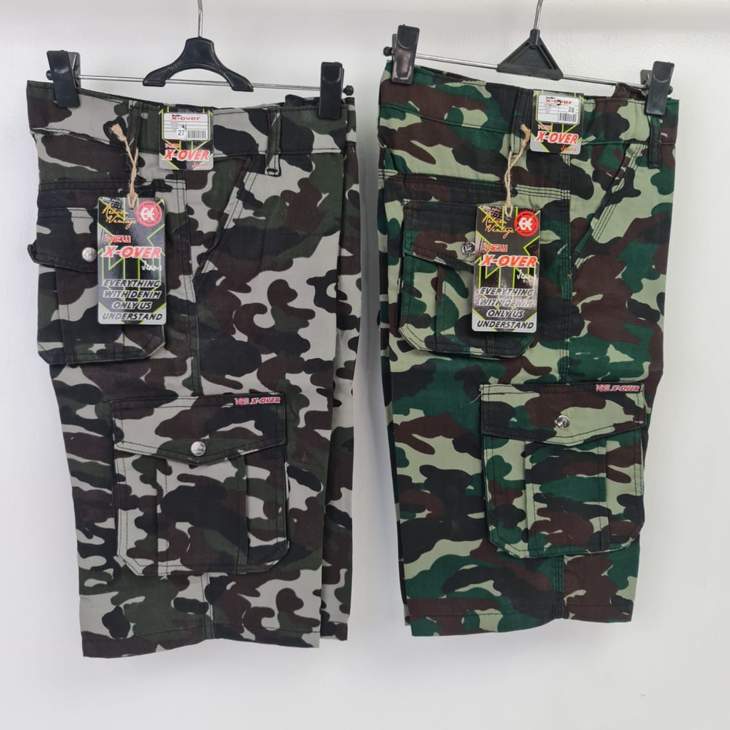 Celana Pria Cargo Loreng Pendek Casual Outdoor X-OVER