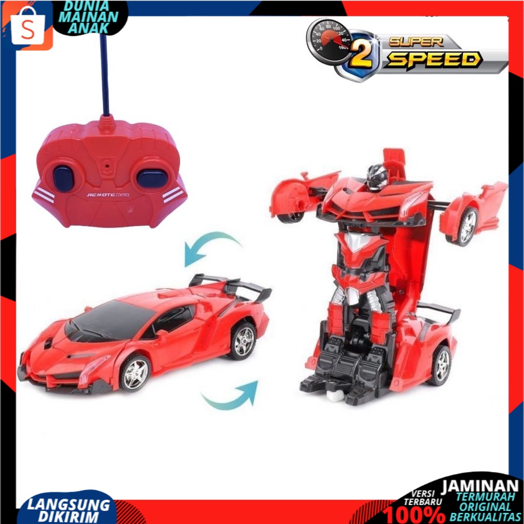 Mainan Mobil Remot Kontrol Deformation Berubah Menjadi RObot TRansformrs Autobot  RC Mechanic Knight