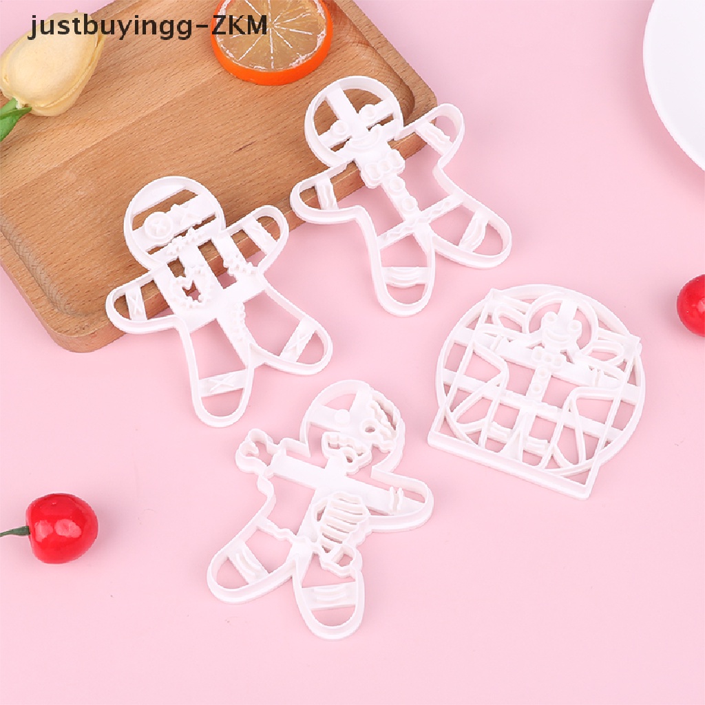 1 Pc Cetakan Pemotong Kue Bentuk Kartun Gingerbread Man Natal Bahan Plastik