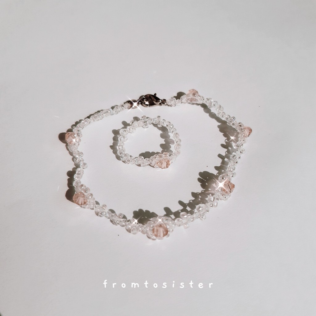 Crystal Beads Bracelets Rings Cincin Gelang Manik Kristal