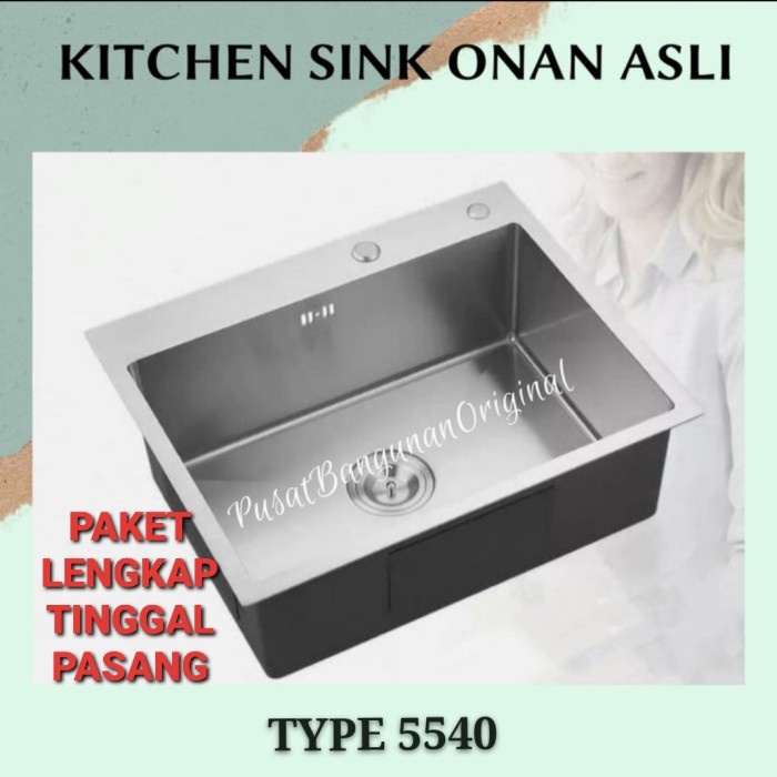 Paket Bak Cuci Piring Kitchen Sink Stainless Onan 5040 Asli Original - Cuci Piring ( Peralatan Dan