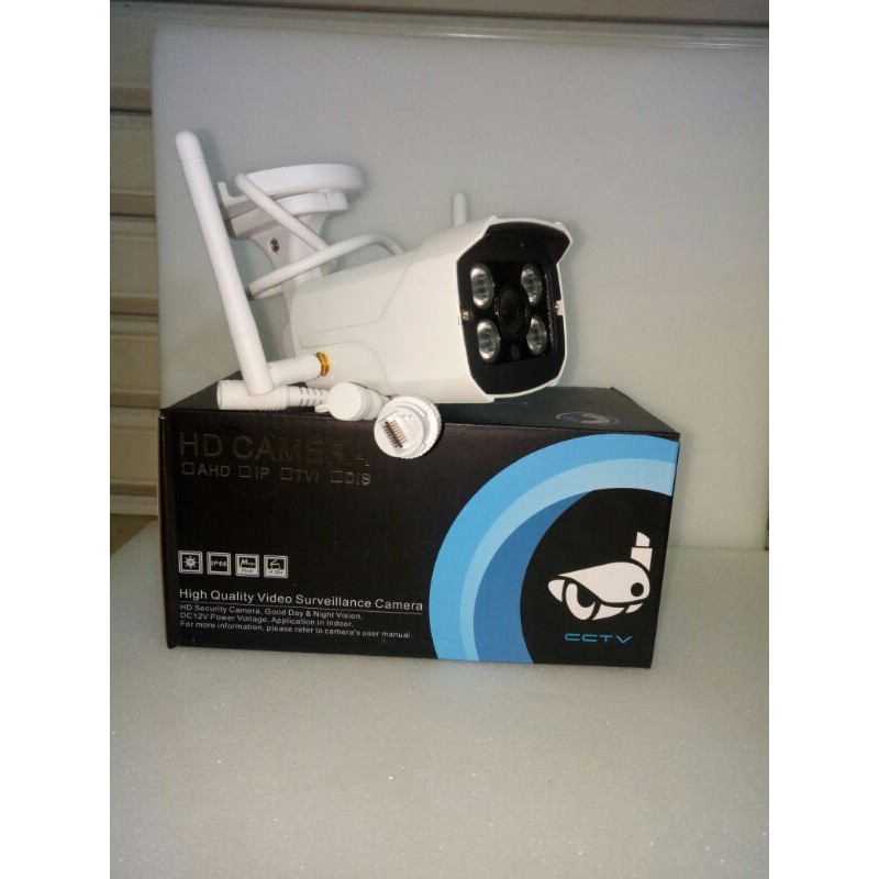 IP CAMERA CCTV OUTDOOR WIRELESS WIFI V380 2 ANTENA / ADAPTOR 1A
