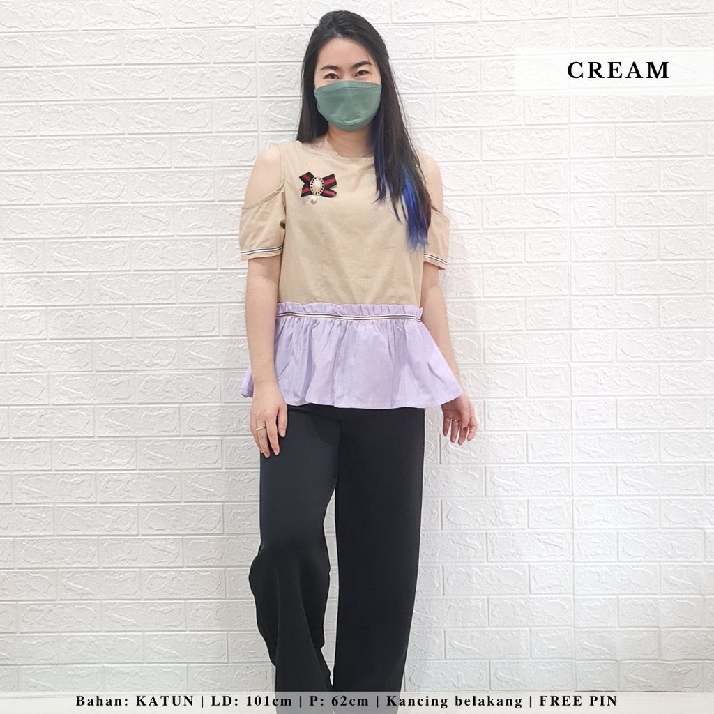 483 ribbon two tone blouse