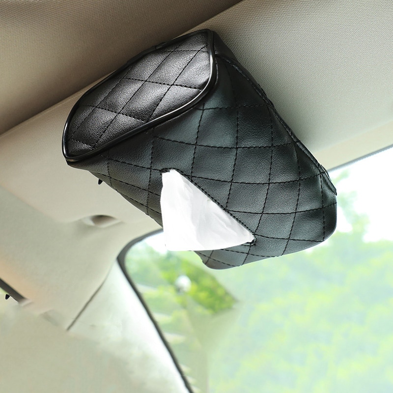 Tissue Box PU Leather Car Tissue Box Tempat Serbet Sun Visor kotak Penyimpanan Gantung Untuk Jok Belakang Mobil Gantung Paper Holder kotak tisu kereta