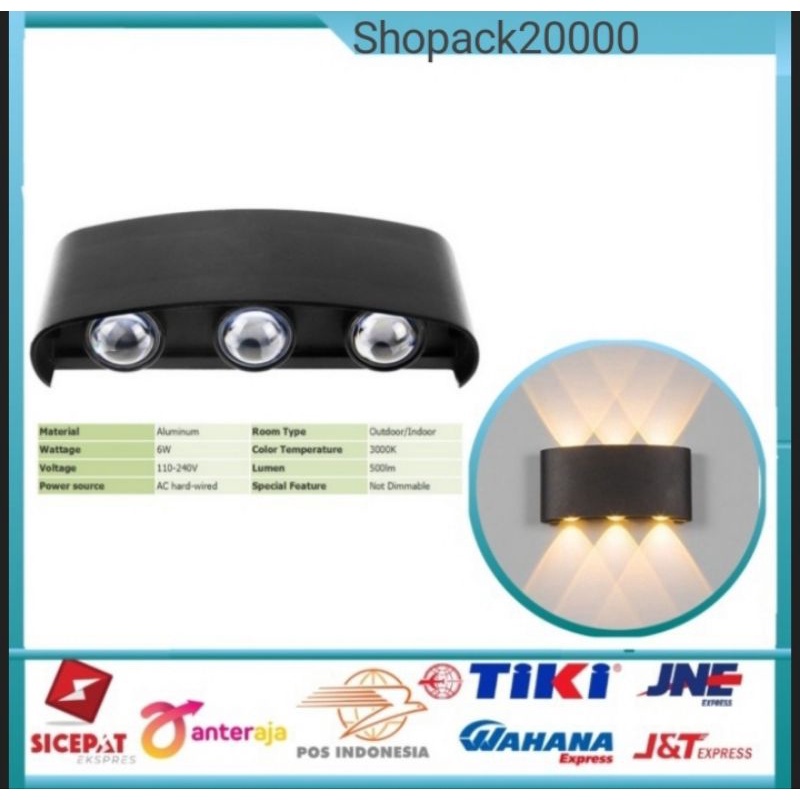 Lampu Dinding Taman Outdorr COB/LED Wall Ligh Minimalis 6x1W