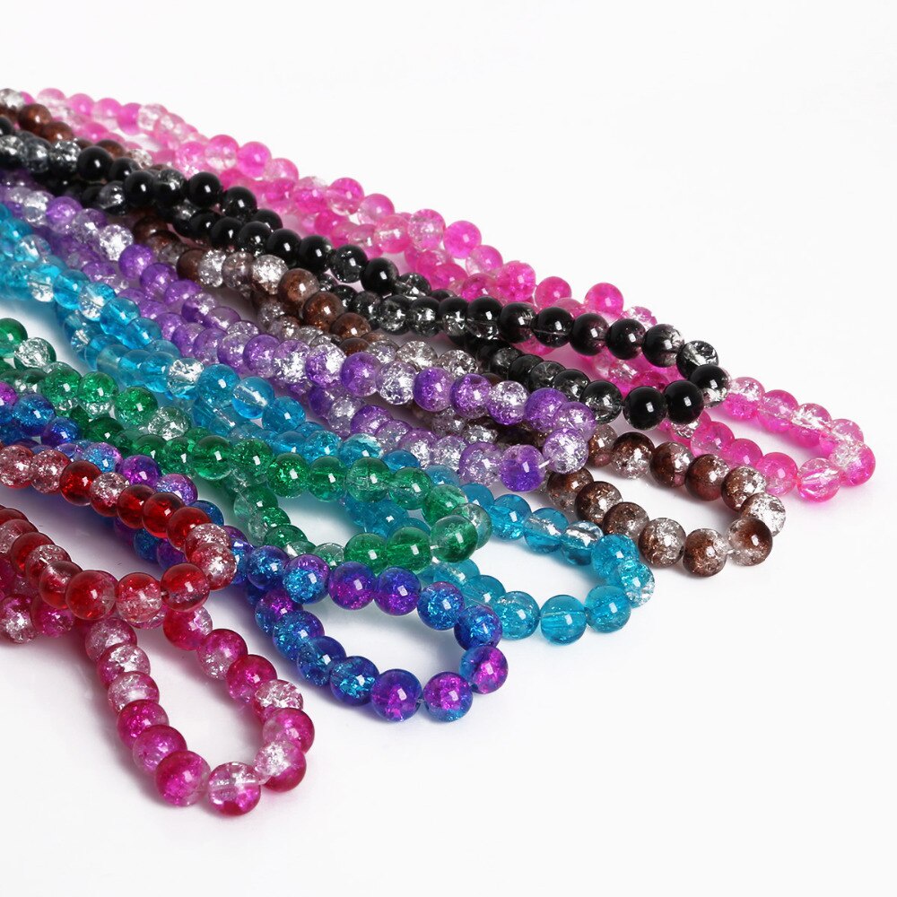4 Mm 6 Mm 8 Mm 10 Mm Dua Warna Warna Kaca Kresek Beads Bulat Longgar Spacer Manik-manik untuk Membuat Perhiasan DIY Gelang &amp; Kalung