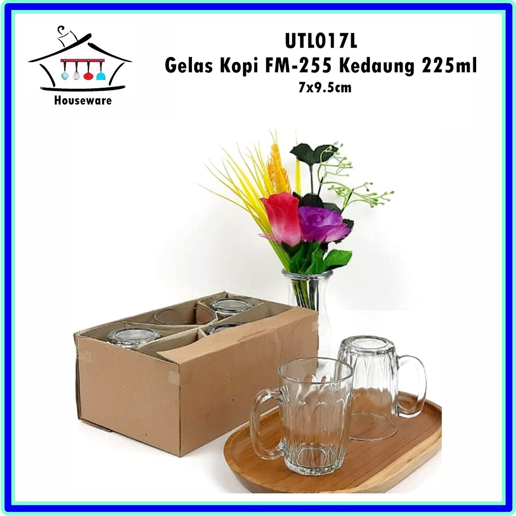 [Set 6pcs] UTL017L Gelas Kopi FM-255 Kedaung 225ml