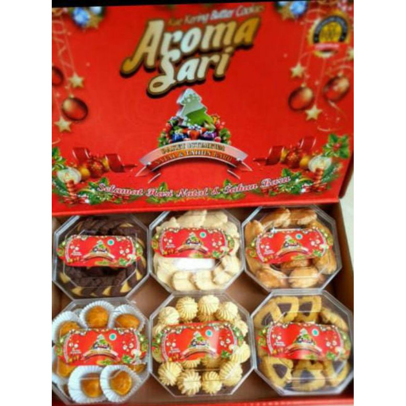 KUE KERING KADO NATAL & TAHUN BARU 2021 AROMA SARI ISI 6/HAMPERS HADIAH TERLARIS PREMIUM KUALITAS