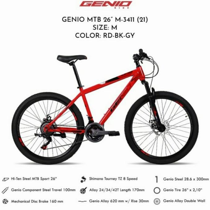 Sepeda Gunung Mtb 26 Inch Genio 3411 Shimano M3411 M-3411 Goriandriko